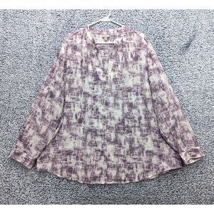J Jill Silk Blend Tunic Top Size 2x Lightweight Sheer Boho V Neck Plus Purple